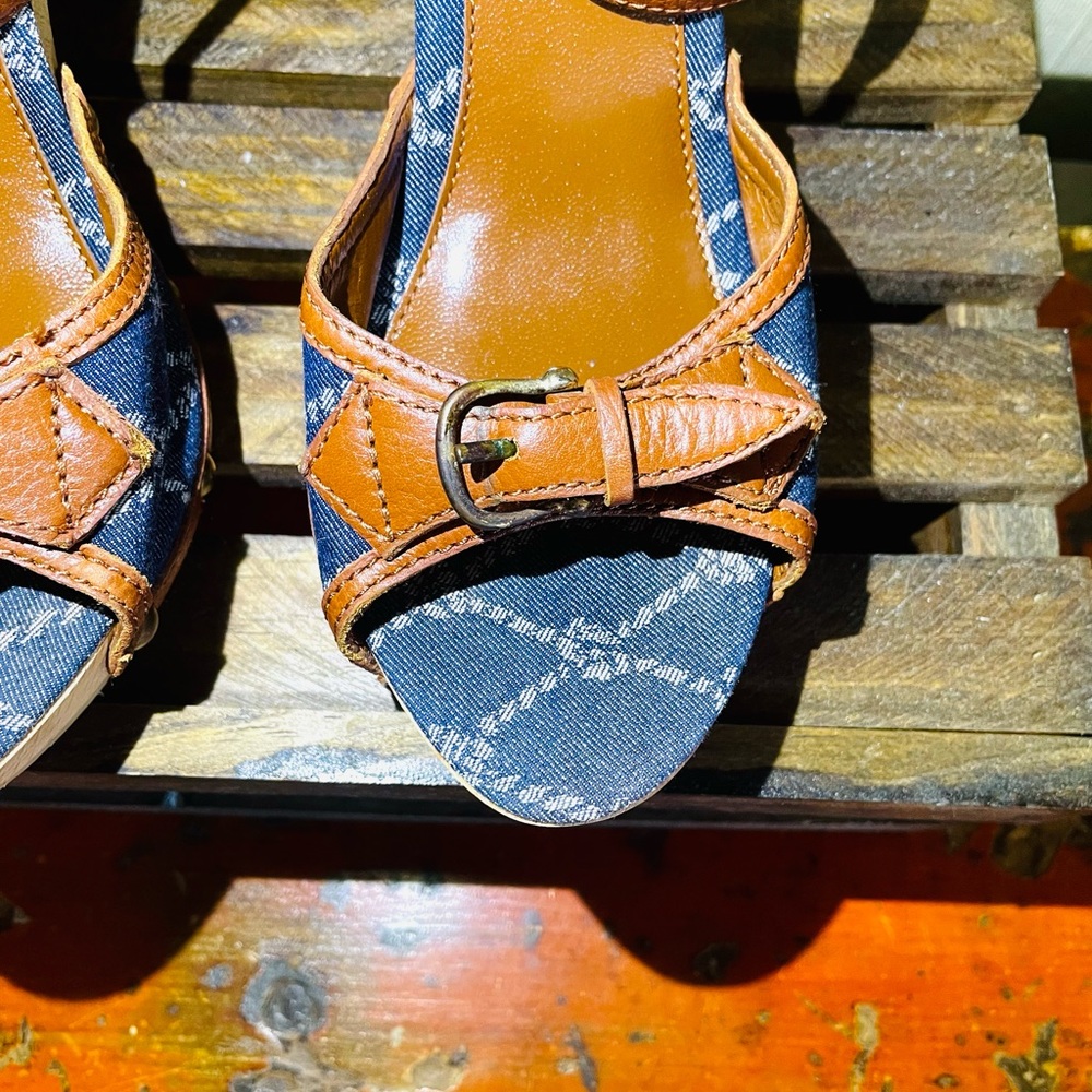 Burberry Wooden Platform Open Toe Heel Ankle Strap Sze 41 (US 10) Make An Offer! - Picture 7 of 10